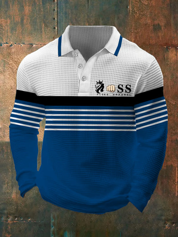 Herren Waffel lässig bedruckt Polo-Shirt