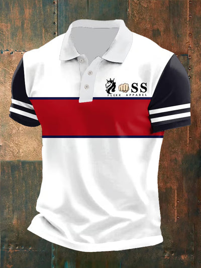 Herren Vintage Schriftzug lässig Polo-Shirt