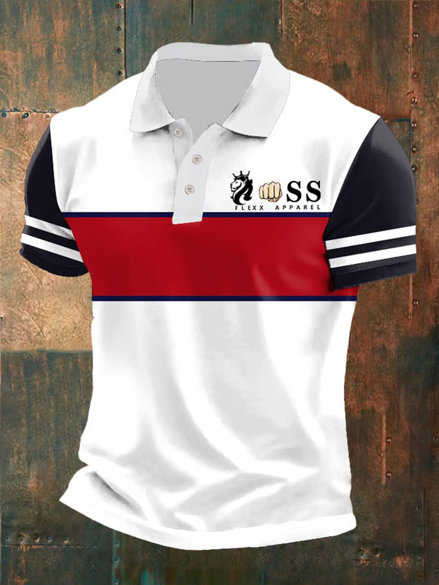 Herren Vintage Schriftzug lässig Polo-Shirt