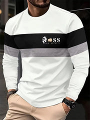 Herren Vintage Schriftzug Lässiges Langarm-T-Shirt mit rundem Hals