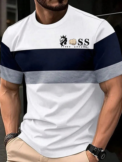 Herren Vintage Schriftzug lässig kurze Ärmel Rundhals-T-Shirt