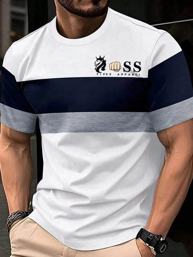 Herren Vintage Schriftzug lässig kurze Ärmel Rundhals-T-Shirt