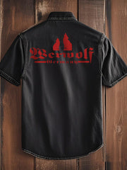 Herren Werwolf Deutschland mit Wolf bedrucktes Kurzarm-Shirt
