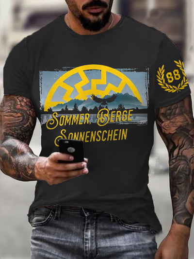 Men's Sun And Number 88 Printed Short Sleeve T-Shirt