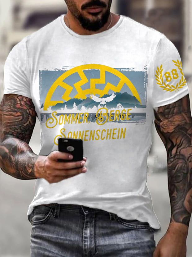 Men's Sun And Number 88 Printed Short Sleeve T-Shirt