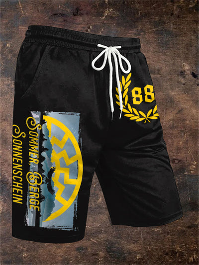Men's Sun And Number 88 Print shorts