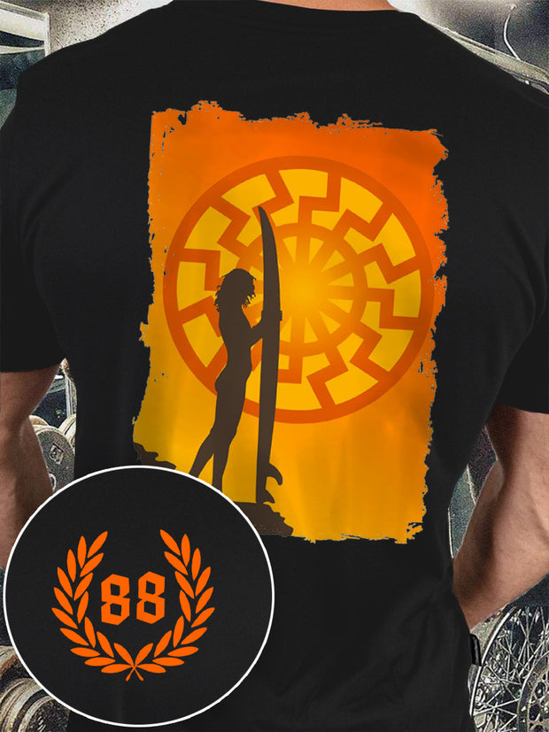 Men's Sun And Number 88 Printed Short Sleeve T-Shirt
