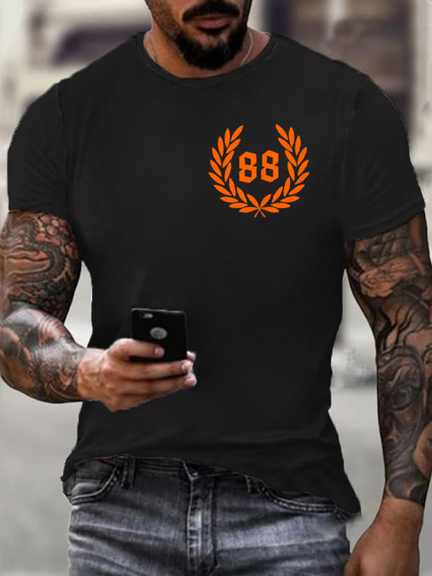 Men's Sun And Number 88 Printed Short Sleeve T-Shirt