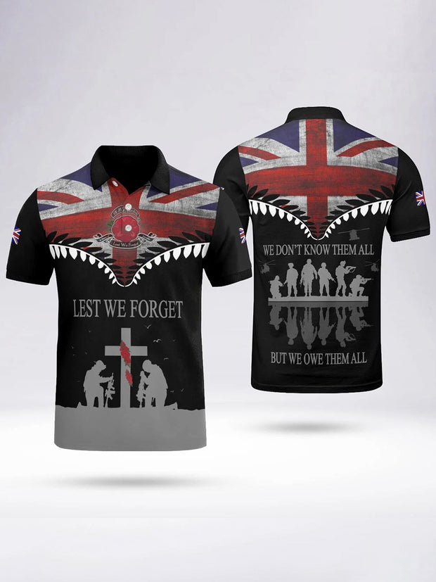 Men's LEST WE FORGET short sleeve polo shirt