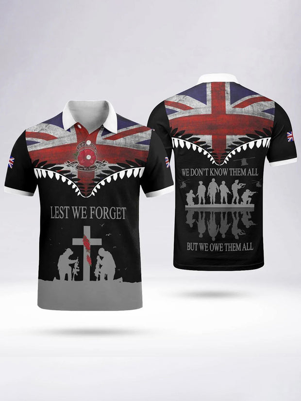 Men's LEST WE FORGET short sleeve polo shirt