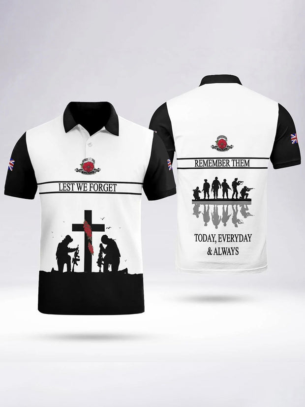 Men's LEST WE FORGET short sleeve polo shirt