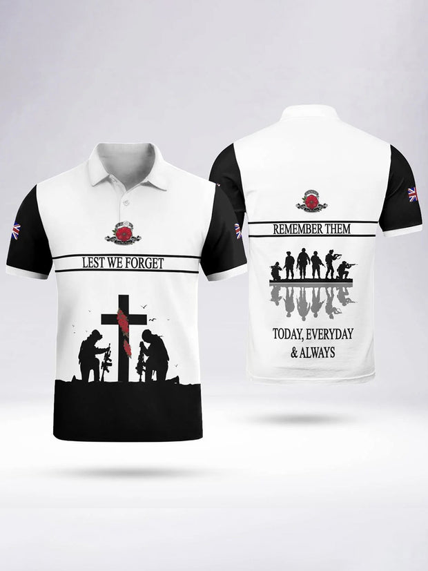 Men's LEST WE FORGET short sleeve polo shirt
