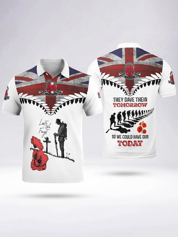 Men's THEY GAVE THEIR TOMORROW SO WE COULD HAVE OUR TODAY Short Sleeve Polo Shirt