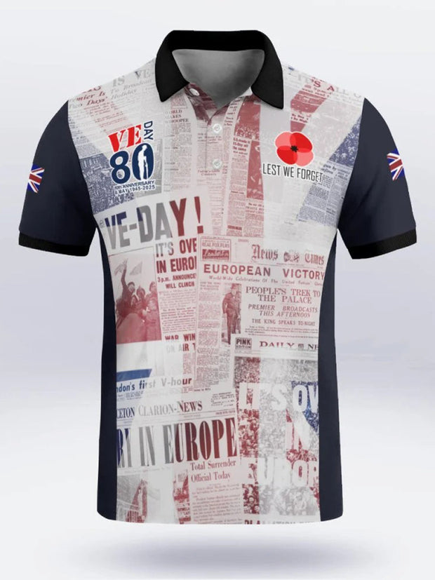 Men's V-E DAY 80TH ANNIVERSARY Short Sleeve Polo Shirt