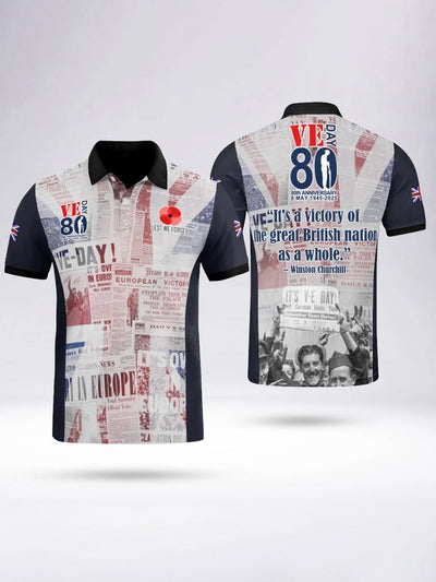 Men's V-E DAY 80TH ANNIVERSARY Short Sleeve Polo Shirt