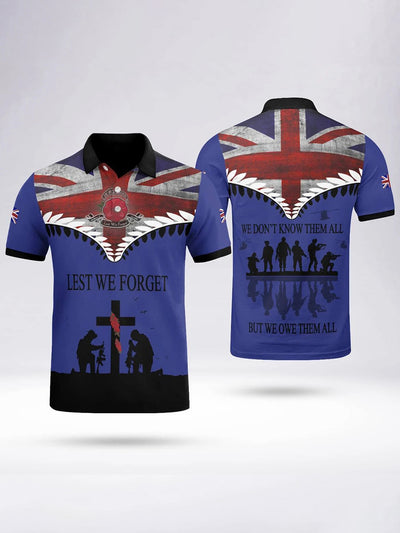 Men's LEST WE FORGET short sleeve polo shirt